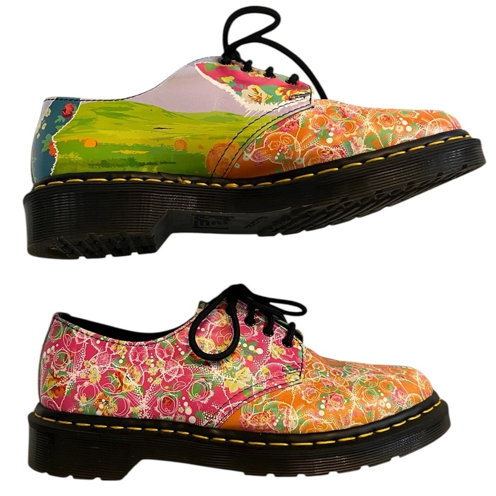 Dr. Martens Smiths Daze Lace Up Oxford Floral Cat Print Shoes Ladies Size 7 EUC - Picture 6 of 8